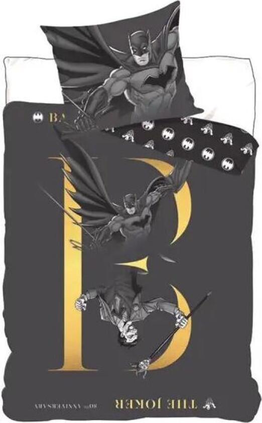 Batman sengetøy - 140x200 cm - Batman sengesett - 2 i 1 design - 100% bomull