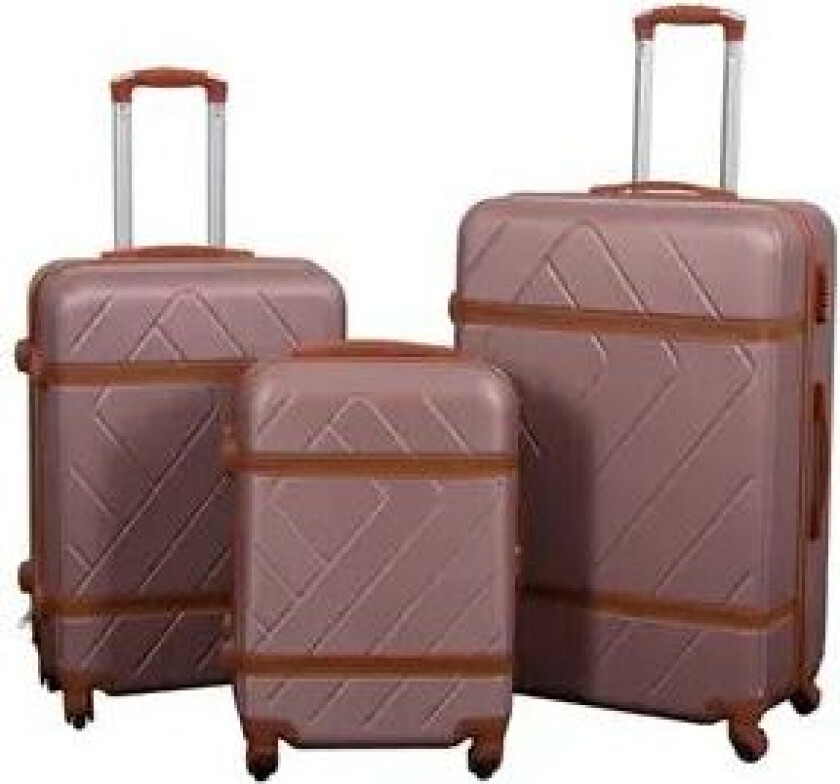 Reisesett - Sett med 3 stk. - Eksklusivt hardcase koffertsett - Retro rosa