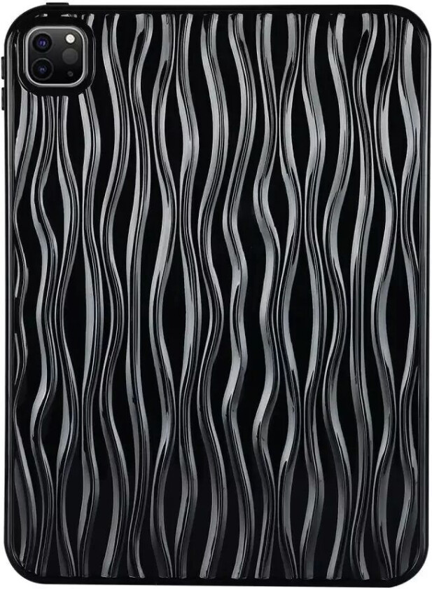 iPad Pro 11" (2022 / 2021 / 2020 / 2018) Fleksibelt Plast Deksel - Bølget Design - Svart