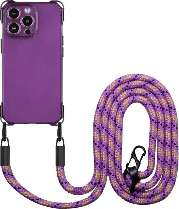 iPhone 15 Pro Fleksibelt Plastdeksel med Skulderstropp - Lilla