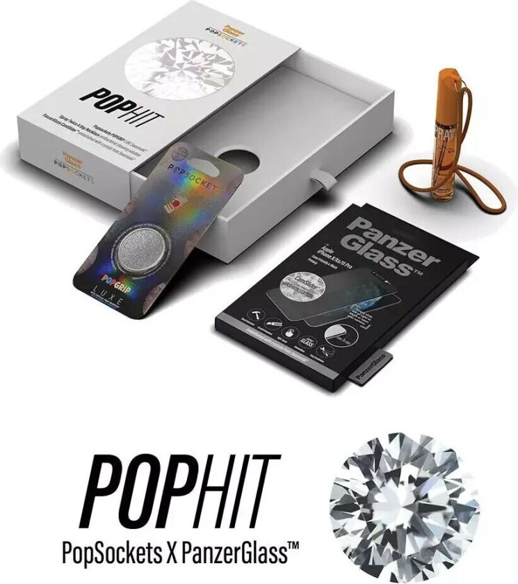 Bilde av iPhone 12 / 12 Pro  PopHit Bundle - Skjermbeskytter, PopSocket Swarovski & Skjermrens