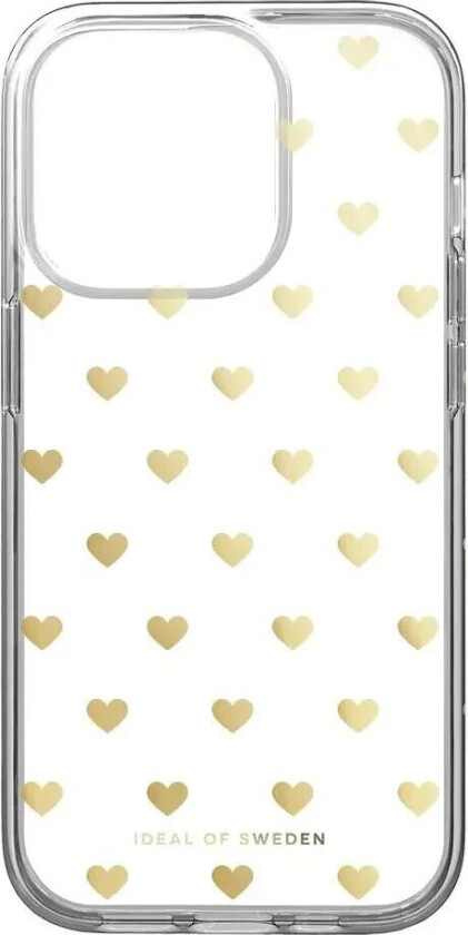 iPhone 14 Pro iDeal Of Sweden Clear Deksel - Golden Hearts