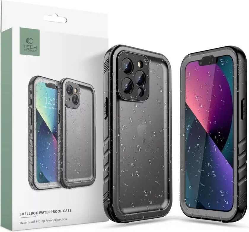 Tech-Protect iPhone 13 Pro Max Vanntett Deksel - Gjennomsiktig / Svart