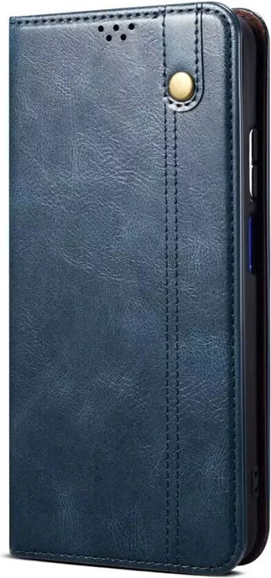 iPhone 13 Top Button PU Skinn Deksel - Blå