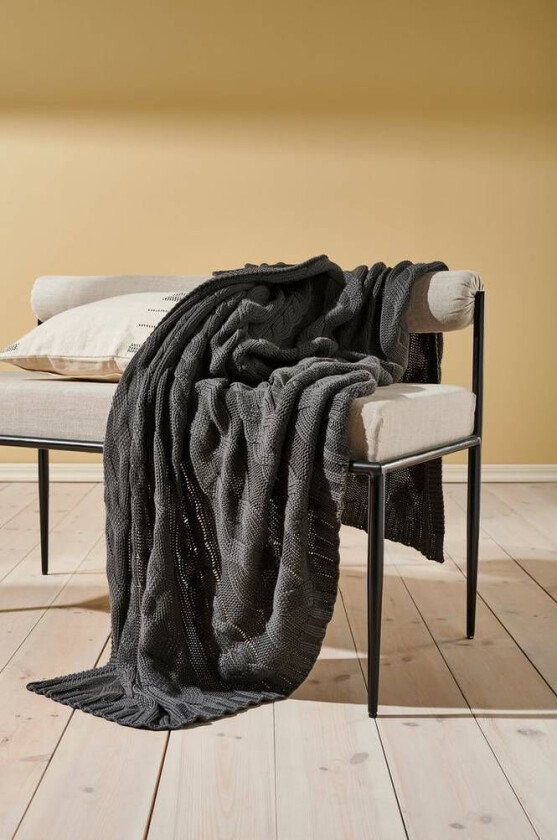 pledd - økologisk Mørk grå