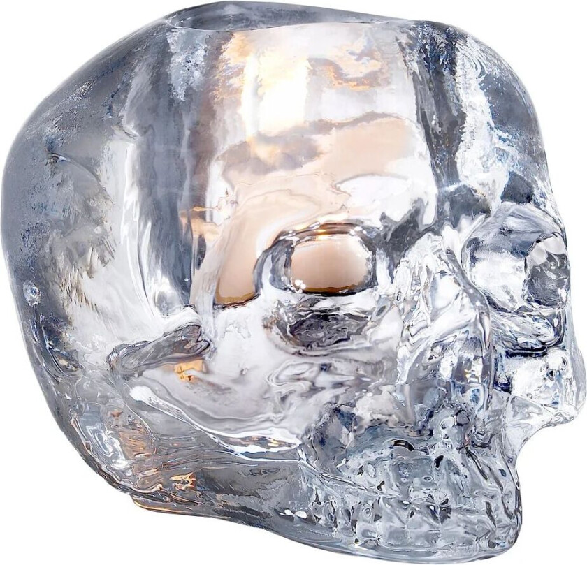 Skull Telysholder klart glass