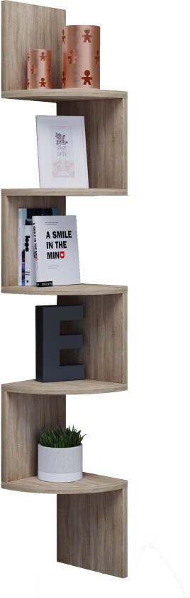 Mintis hylle , hjørnereol med 5 hyller Sonoma eik dekor.