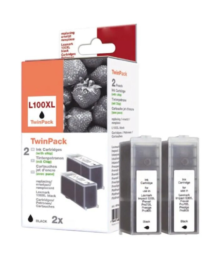 Lexmark 100 Blekkpatron - Svart 2-pk.