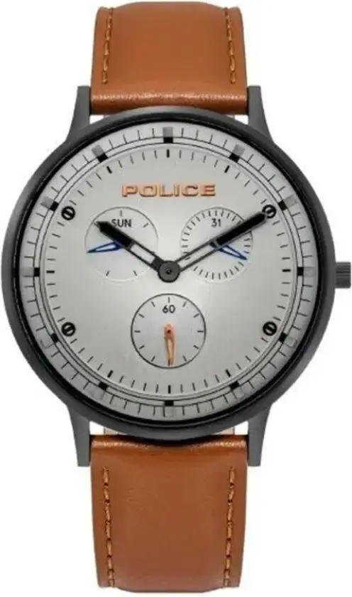 Herreklokke PL15968JSB.04 Sølvfarget/Lær Ø42 mm