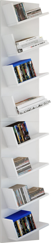 Lansi Maxi hylle vegghengt med 8 skrå hyller hvit.