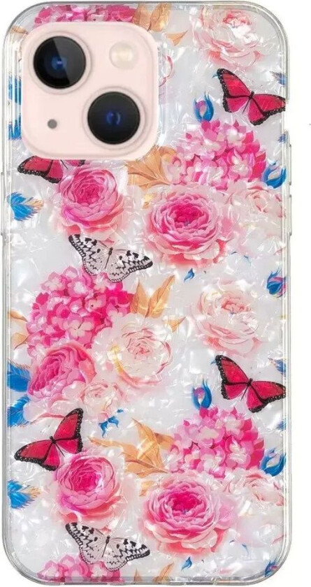 iPhone 15 Fleksibelt Plastdeksel - Fargerik med Blomster