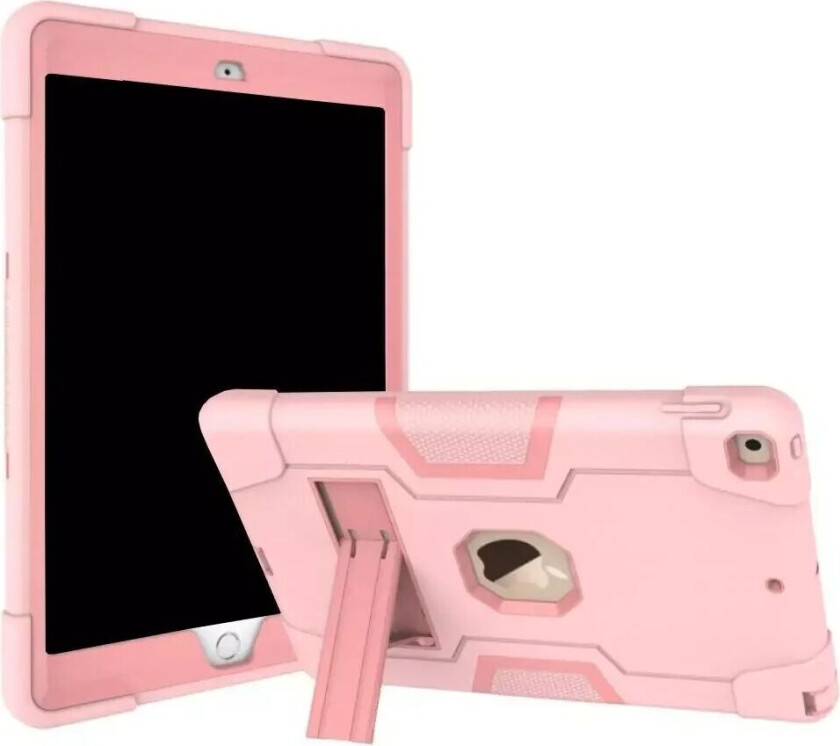iPad 10.2" (2021 / 2020 / 2019) Håndverker Deksel med Stativfunksjon og Front Ramme- Pink