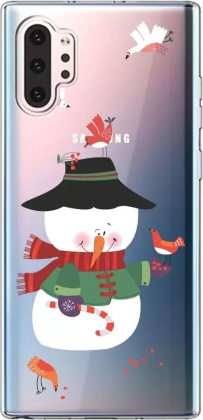 Samsung Galaxy Note 10+ (Plus) Fleksibel Plastik Deksel - Snømann m. Fugle