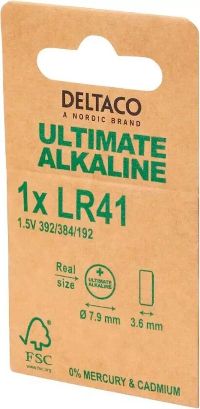 Alkaline 1 x LR41 Knappcellebatterier