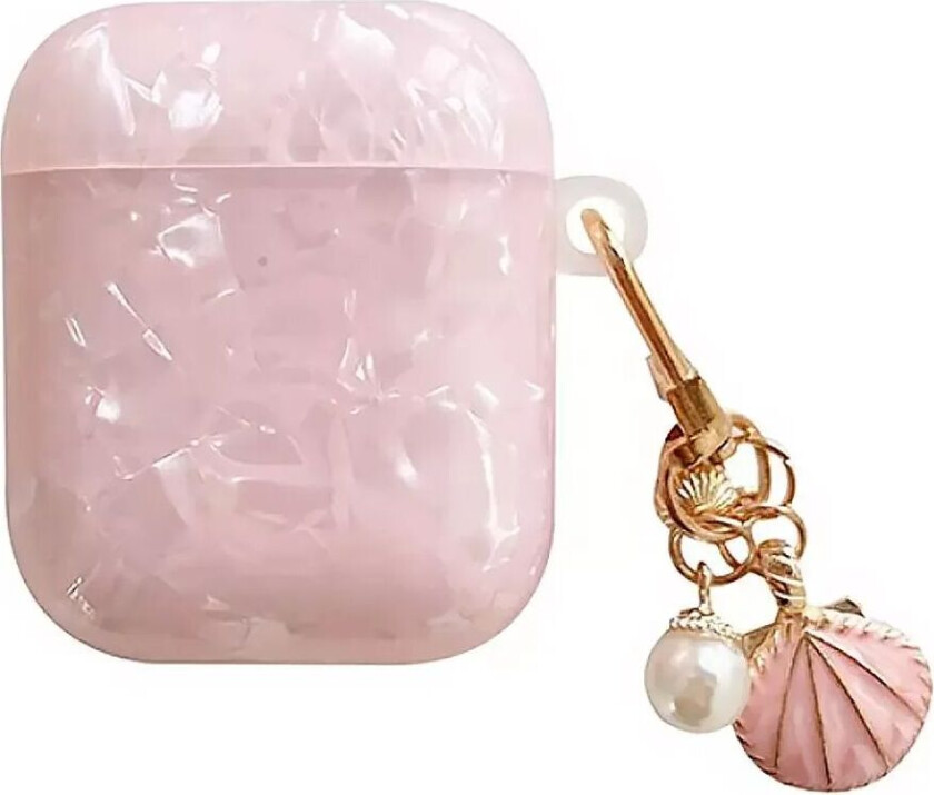 Apple AirPods (1 & 2. gen.) Plastdeksel Med Anheng - Marmordesign - Rosa