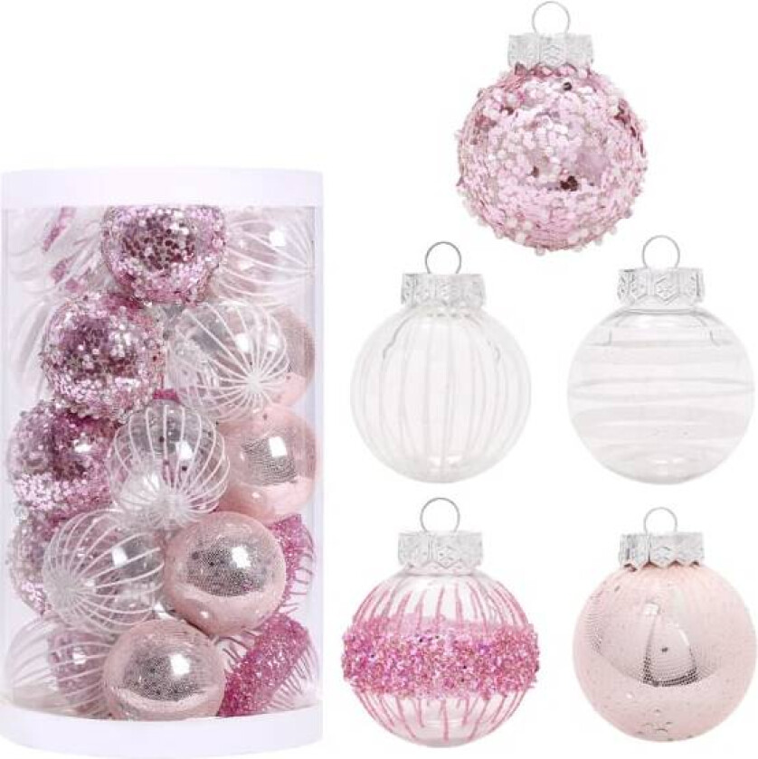Julekuledekorasjon, 25 stk Julekuler Ornamenter til Jul