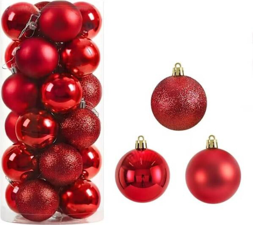 24 stk Julekuler Ornamenter, Uknuselige Julehengende Kuler for Juletre, Ferie, Bryllup, Mardi Gras P