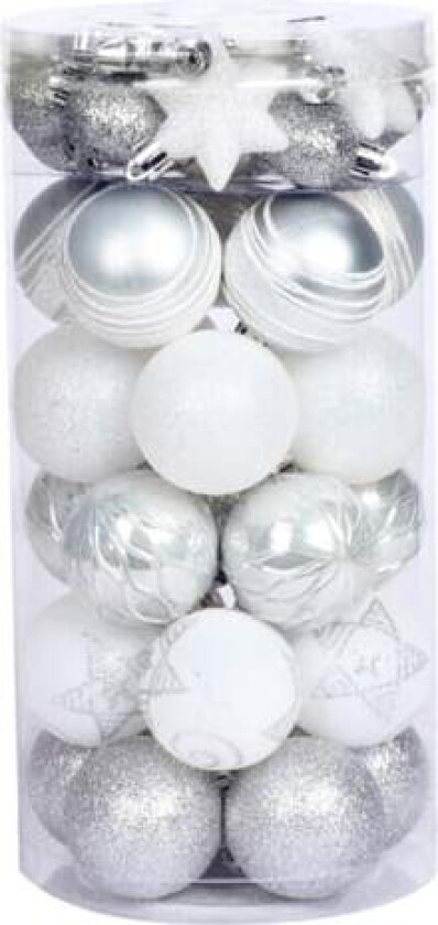 41-pakks julekulepynt, stjernemalt julekulesett