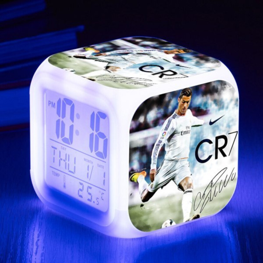 Fotball-VM - Ronaldo Digital Vekkerklokke (A), Fargerik Lys