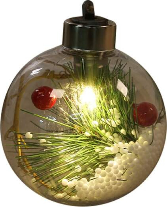 Julekule i gjennomsiktig plast med LED-lys, julepynt til treet