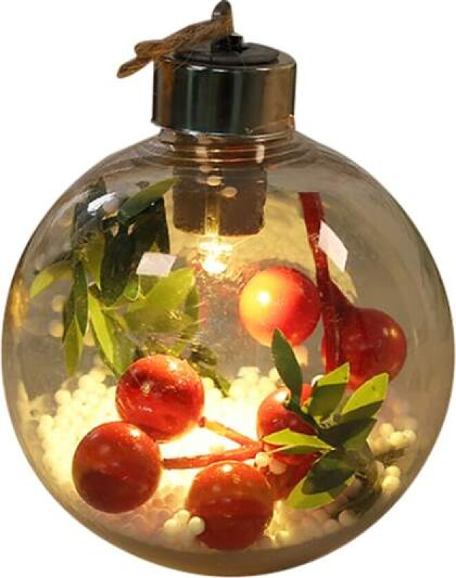 Julekule i gjennomsiktig plast med LED-lys, julepynt til treet