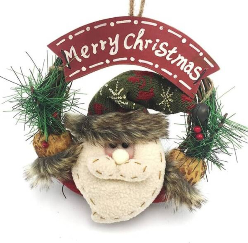 Julekrans Dekorasjon Dørkrans, Julenissen Dørkrans, Inngangsdør Julekrans, Julefest Rekvisitter Dekorasjon 23 * 23*4cm