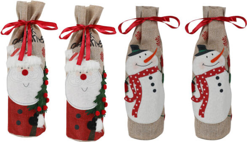 Vingjulepose, gavepose for vinflaske med snor