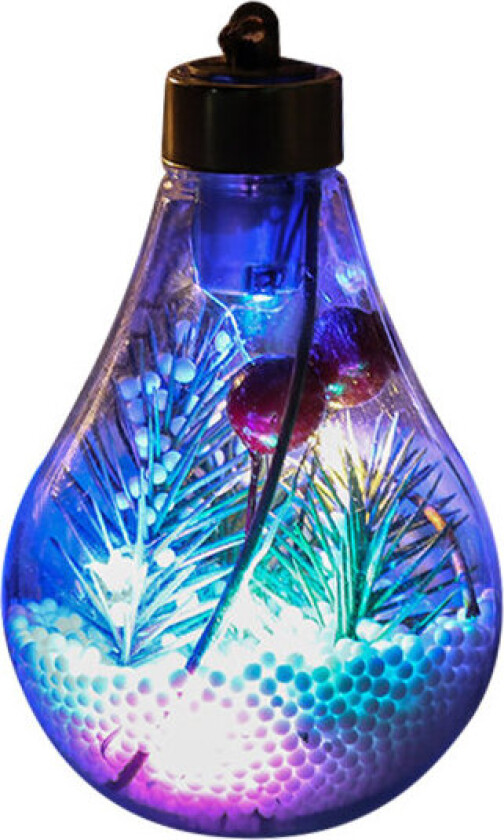 Julekule i gjennomsiktig plast med LED-lys, julepynt til treet