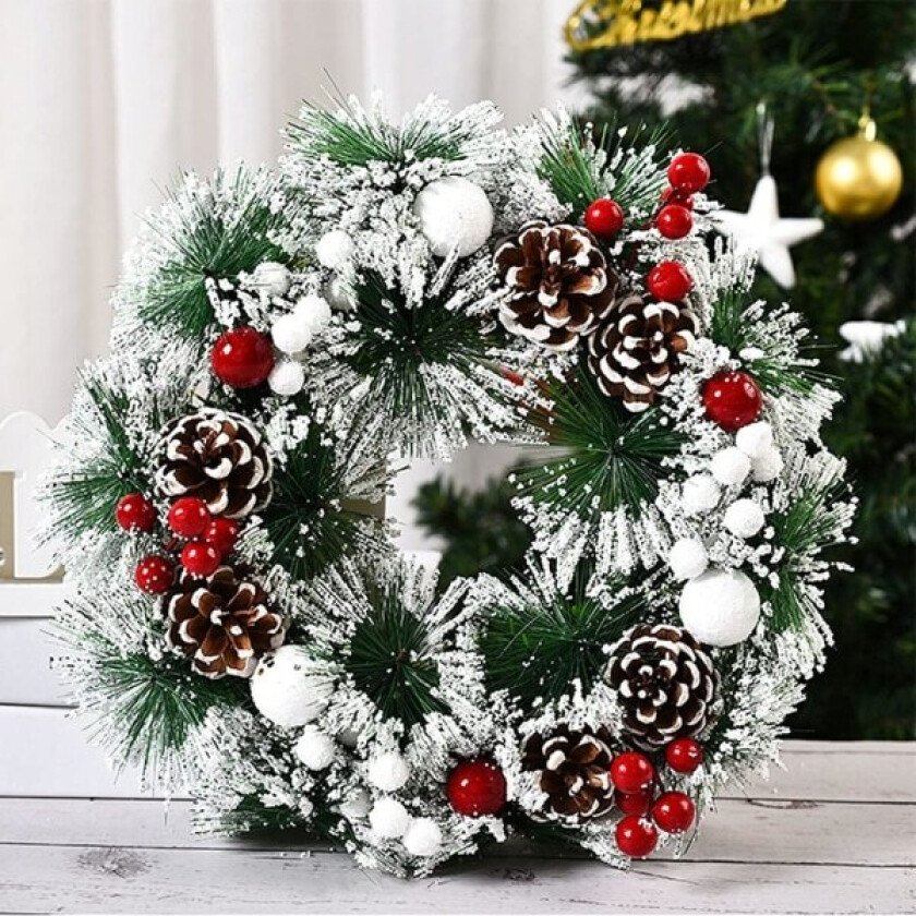 Kunstig julekrans for dør, til å henge opp