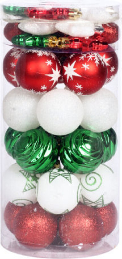 41-pakks julekulepynt, stjernemalt julekulesett