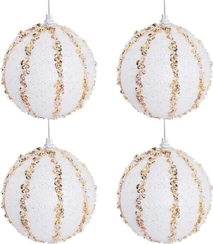 4 stykker 3,15 tommers julekuler med glitter og skum til