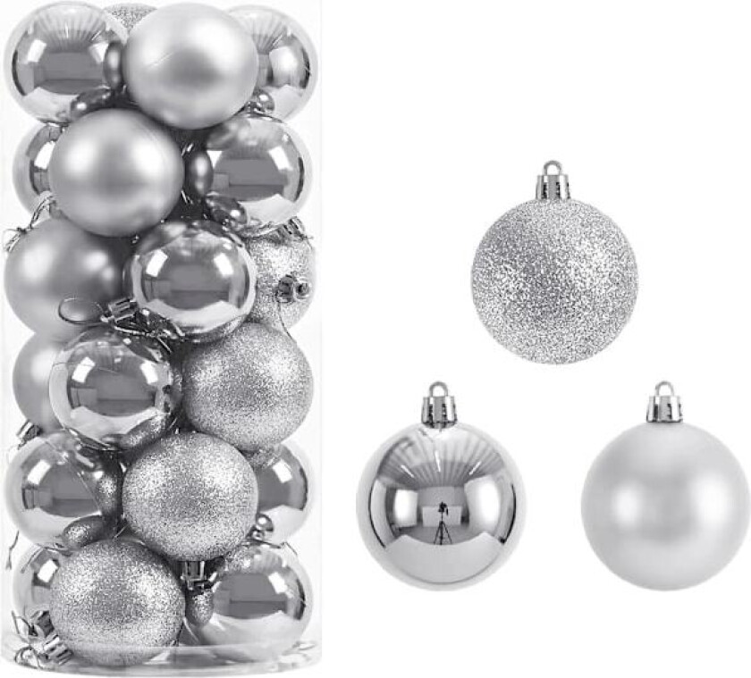 24 stk Julekuler Ornamenter, Knusefrie Julehengende Kuler for Juletre, Ferie, Bryllup, Mardi Gras P