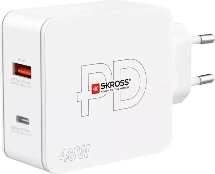 Bilde av Multipower 2 Pro+ PD 48W Vegglader m. USB-C og USB-A - Hvit