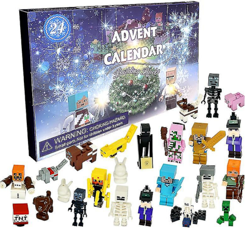 24-delt Adventskalender Minecraft Byggeleker Jul Halloween Lekegave Minifigursett Puslespillgaver 24PCS