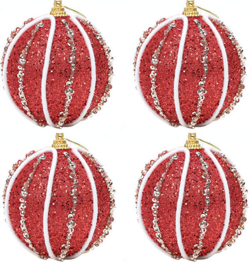 4 stykker 3,15 tommers julekuler med glitter og skum til