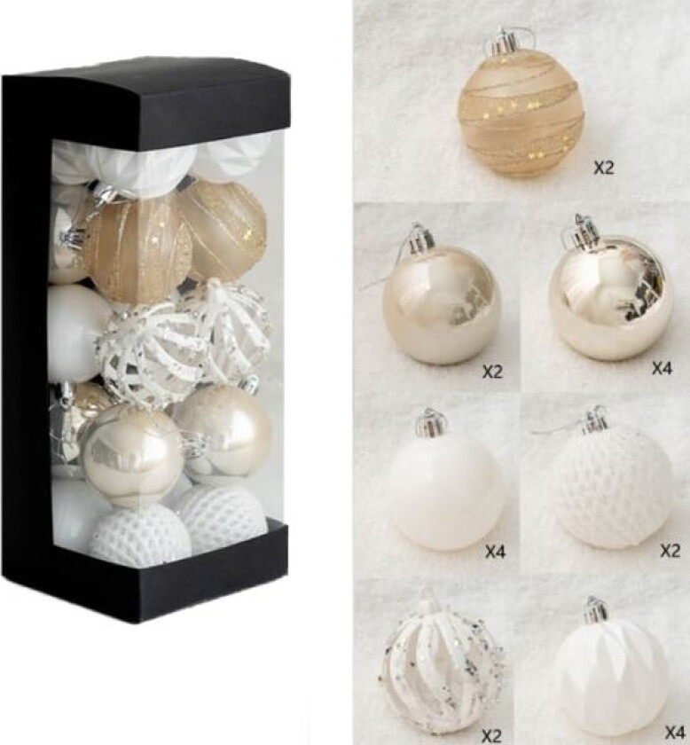 Champagne Julekulesett - Julepynt til juletreet 20pcs 6cm