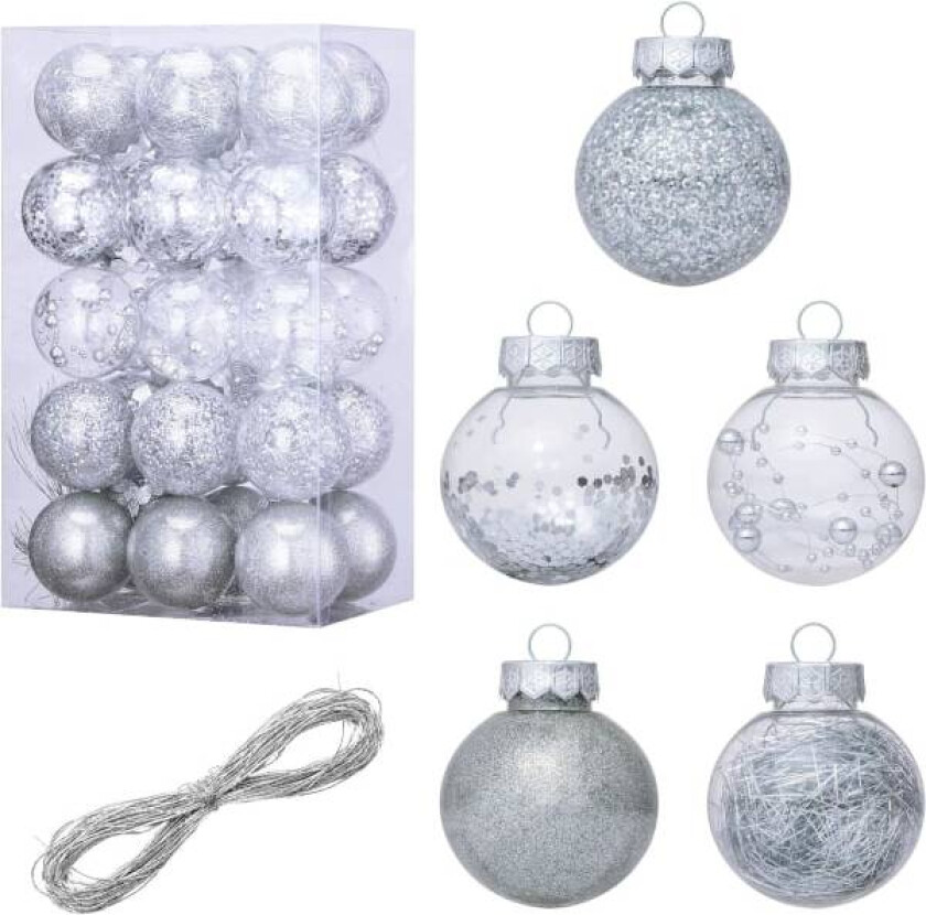 30 stk Julekulepynt til Juletreet, Knusefritt Klar