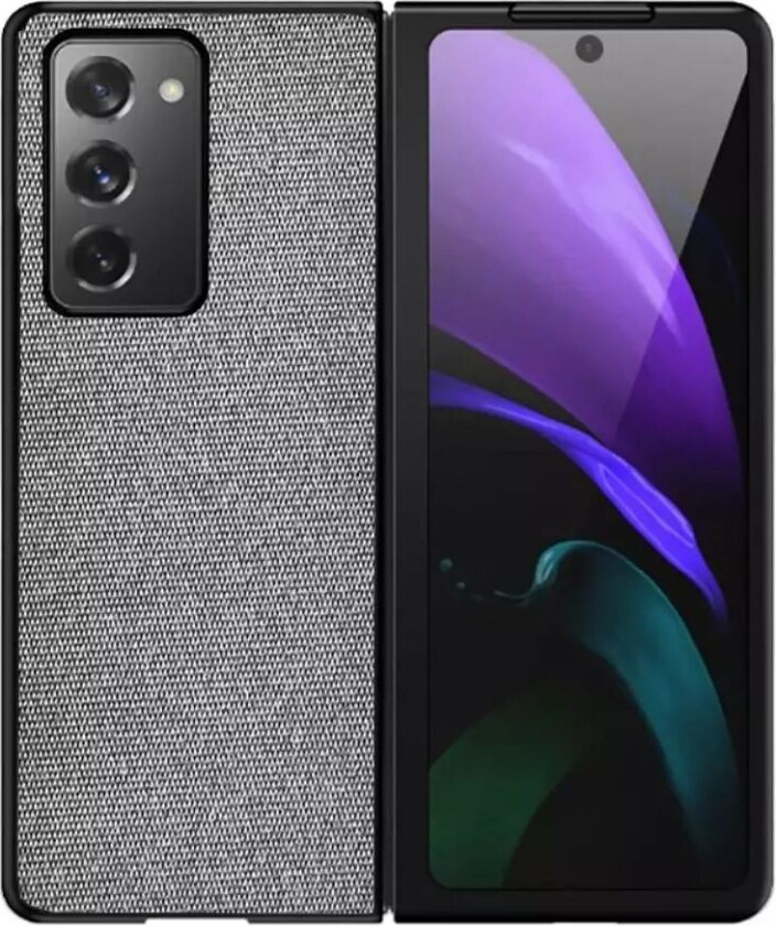 Samsung Galaxy Z Fold2 Plastdeksel I Kunstskinn / Stoff - Grå