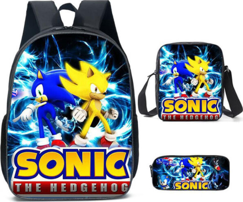 Anime Sonic ryggsekk Student ryggsekk Tegneserie anime barn ryggsekk Sonic etui