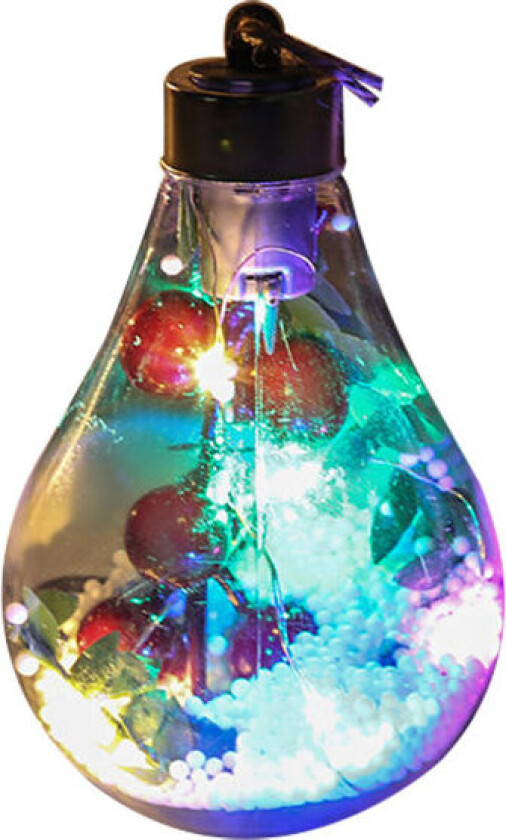 Julekule i gjennomsiktig plast med LED-lys, julepynt til treet