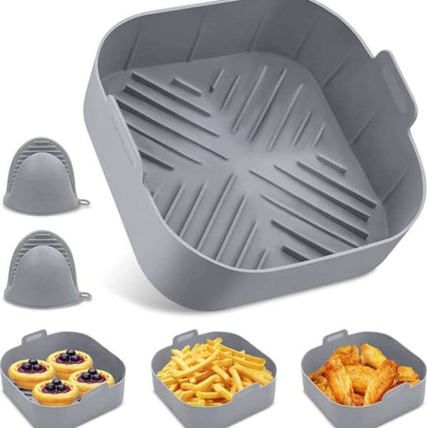 Bilde av 21x7cm, 3-pak silikonformer for airfryer, tilbehør til frityrkokere - silikonkurv for airfryer, luft
