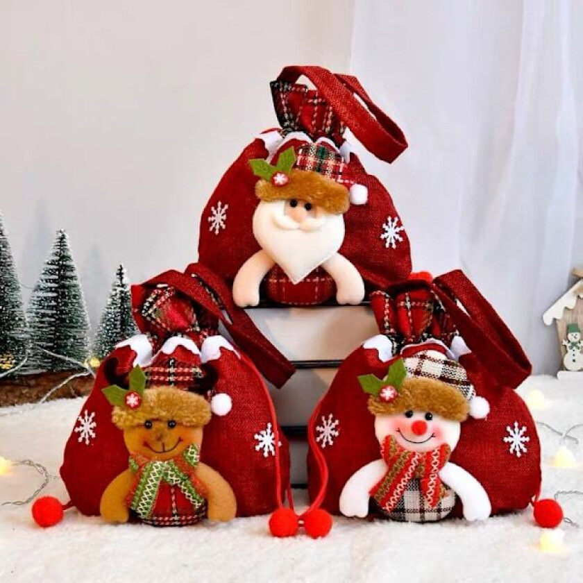 4 stk julegodteriposer, godteri gaveposer, gavepose sett