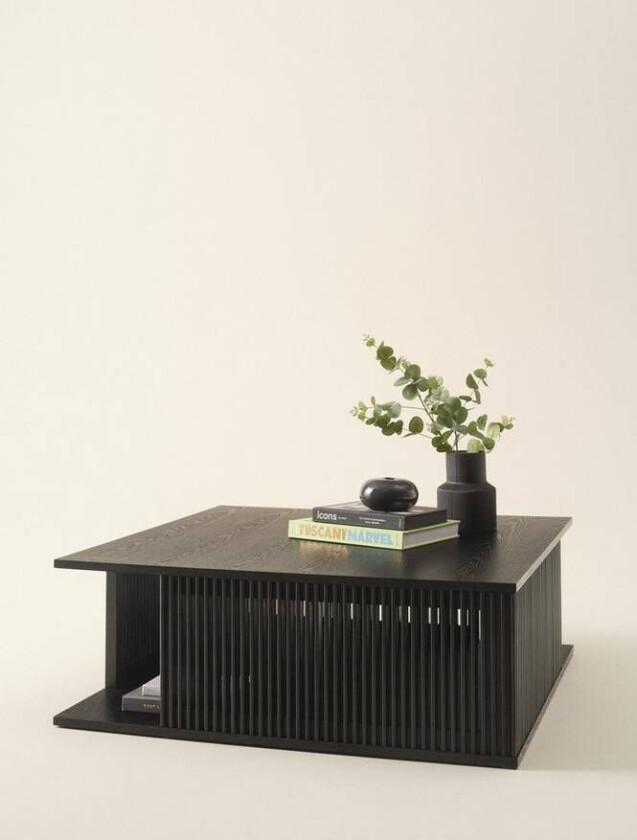 sofabord 100x100 cm Svart askefinér