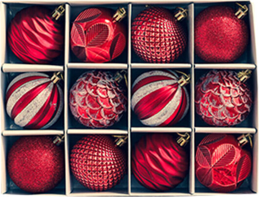 12 stk Julekuler Juletrepynt Dekorasjoner