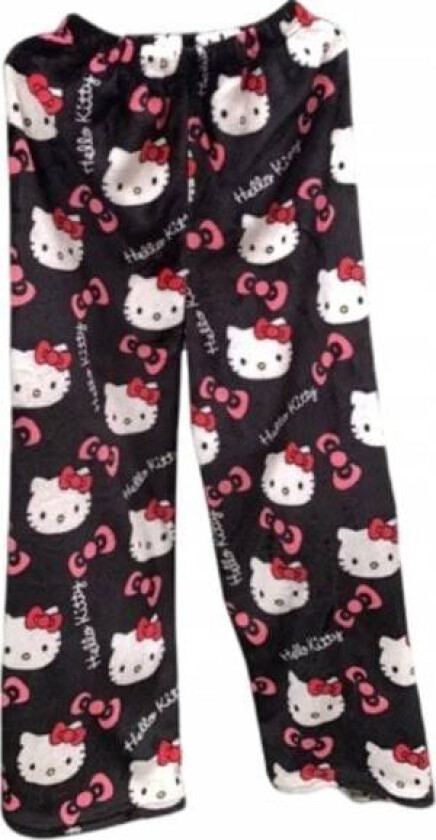 Tegneserie HelloKitty Flanell Pyjamas Plysj og Tykk Isolasjon Pyjamas for Kvinner - Svart - Rosa L Black - Pink L