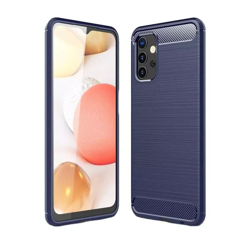 Samsung Galaxy A32 5G Brushed Carbon Fiber Fleksibelt Plast Bakdeksel - Blå