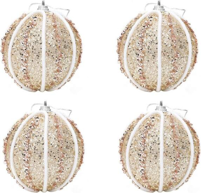 4 stykker 3,15 tommers julekuler med glitter og skum til