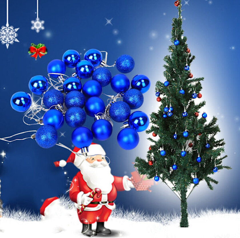 3 cm vakre runde julekuler XMAS fest bryllup hjem dekorasjoner blå