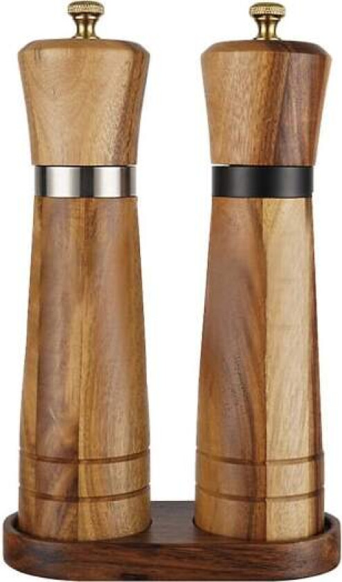 Salt- og pepperkvernsett, salt- og pepperkvern i tre, lett justerbar keramisk grovhet R Wood Brown