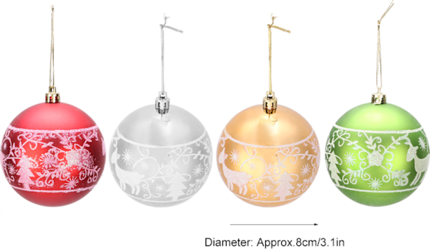 12 stk Julekuler Trepynt Julekuler Hengende Plastkulepynt Festival Party Type B